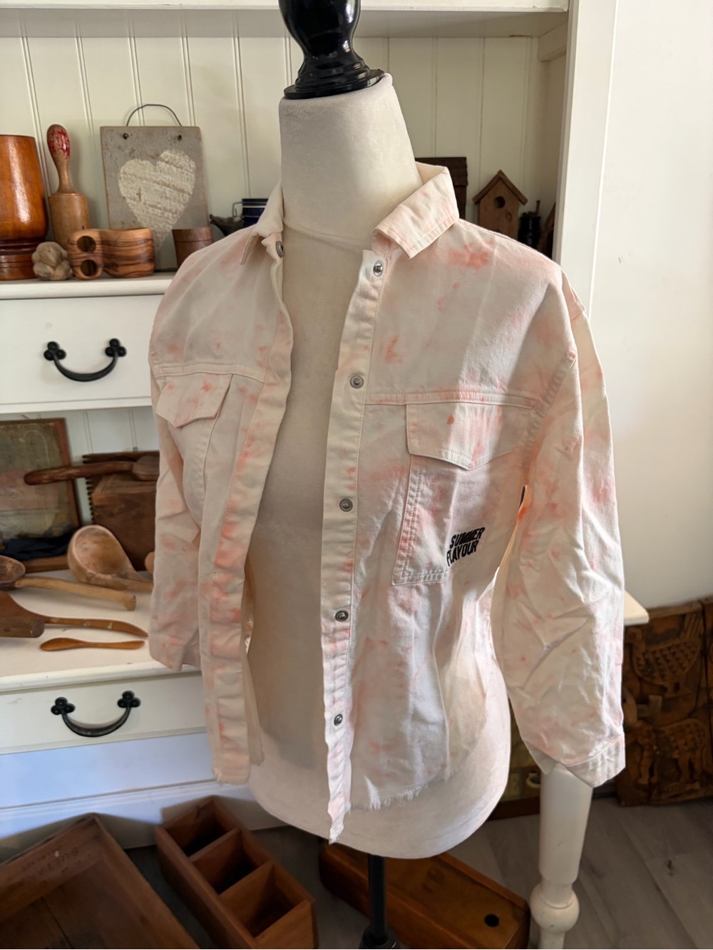 Zara Light Pink Tie-Dye Girls Snap up Jacket